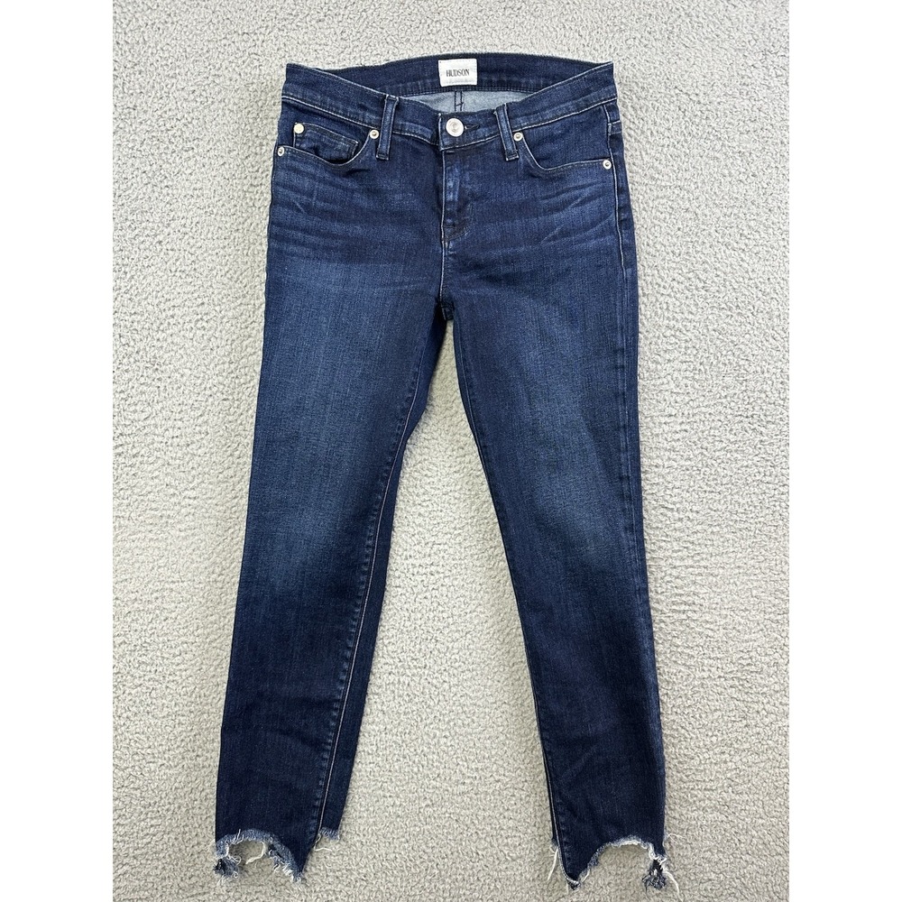 Hudson Jeans Womens 26 Skinny Leg Crop Colette Mid Rise Dark Wash Raw Hem 27x26